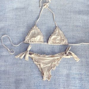 Luli Fama gold sparkly bikini Bottoms are size xs and top is small